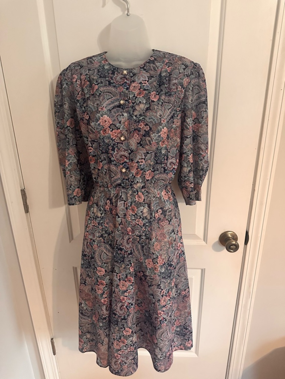 Vintage California Looks Floral Paisley Dress Size 12P Cottagecore Midi USA